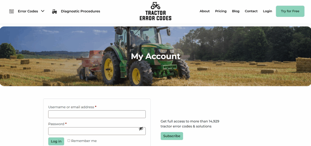 Tractor Error Code